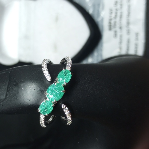 Bomb Party Can you keep up lab created teal ice Crystal 925Solid sterling silver - Picture 5 of 6